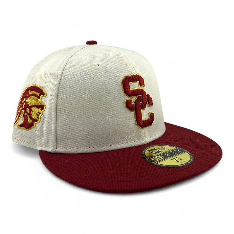 USC Trojans Chrome and Cardinal Trojan Patch Green UV New Era 59FIFTY Fitted Hat