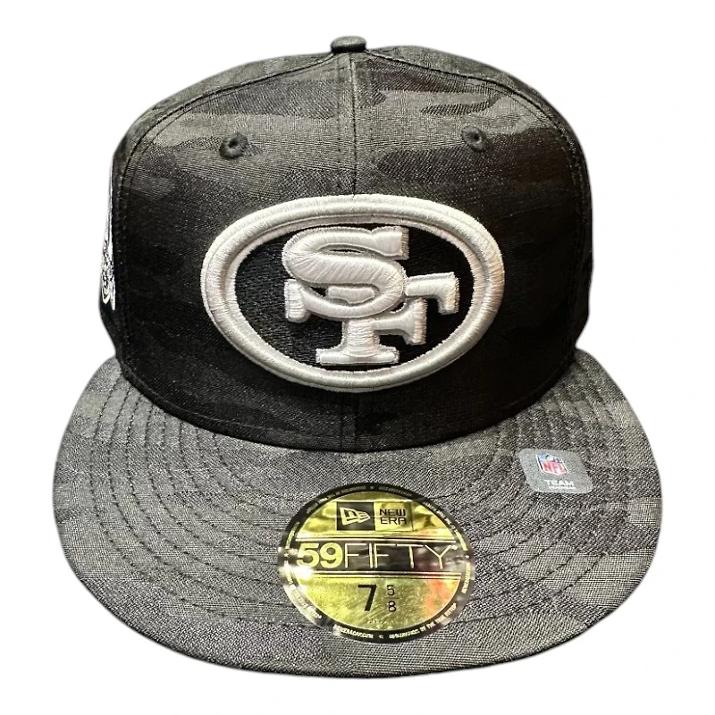 San Francisco 49ers Black Camo 60 Seasons Patch Gray UV New Era 59FIFTY Fitted Hat