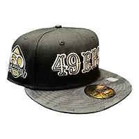 San Francisco 49ers Black and Camo Saloon Wordmark 60 Seasons Patch Gray UV New Era 59FIFTY Fitted Hat