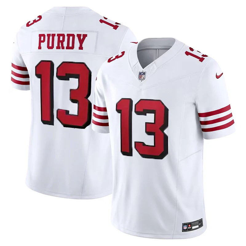 San Francisco 49ers Brock Purdy White Alternate Block Numbers Nike Vapor F.U.S.E Limited Jersey