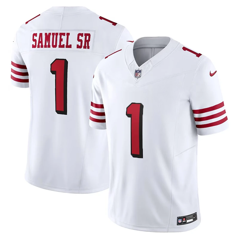 San Francisco 49ers Deebo Samuel Sr White Alternate Block Numbers Nike Vapor F.U.S.E Limited Jersey
