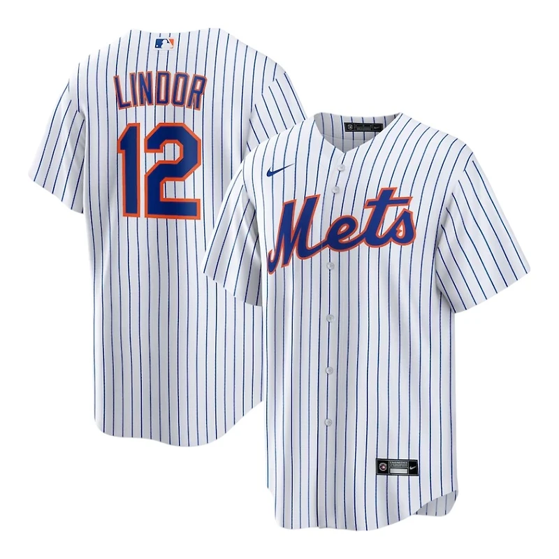 New York Mets Francisco Lindor White Pinstripe Home Nike Limited Player Jersey