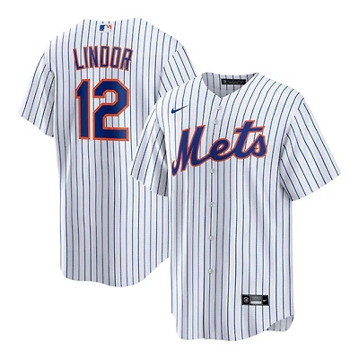New York Mets Francisco Lindor White Pinstripe Home Nike Limited Player Jersey
