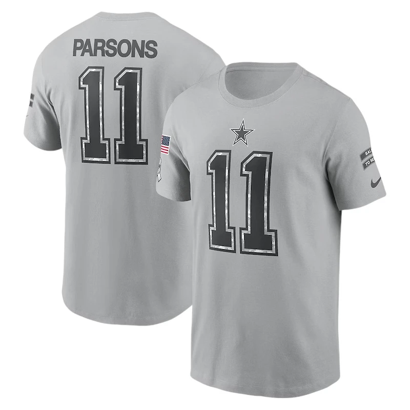 Dallas Cowboys Micah Parsons Gray 2024 Salute To Service Nike Name & Number T-Shirt