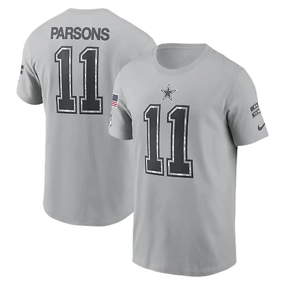 Dallas Cowboys Micah Parsons Gray 2024 Salute To Service Nike Name & Number T-Shirt