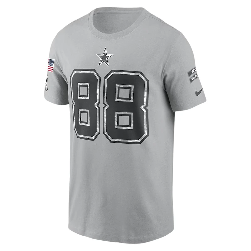 Dallas Cowboys CeeDee Lamb Gray 2024 Salute To Service Nike Name & Number T-Shirt