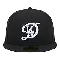 Los Angeles Dodgers Black and White 2024 City Connect New Era 59FIFTY Fitted Hat