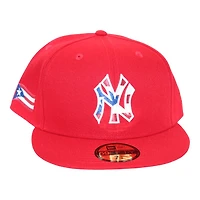 New York Yankees Red Puerto Rico Logo "DPM Pack" Flag Patch Gray UV Era 59Fifty Fitted Hat