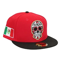 New York Yankees Red and Black Sugar Skull Logo "DPM Pack" Mexico Flag Patch Gray UV Era 59Fifty Fitted Hat