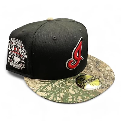 Cleveland Indians Black and Realtree Jacobs Field Patch Gray UV New Era 59FIFTY Fitted Hat