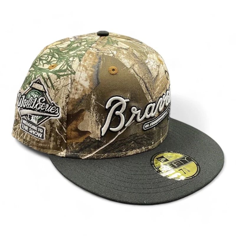 Atlanta Braves Realtree and Black 1995 World Series Patch Gray UV New Era 59FIFTY Fitted Hat