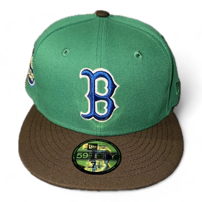 Boston Red Sox Kelly Green and Burnt Wood Platano Power Patch Vegas Gold UV New Era 59FIFTY Fitted Hat
