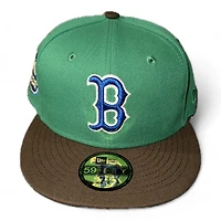 Boston Red Sox Kelly Green and Burnt Wood Platano Power Patch Vegas Gold UV New Era 59FIFTY Fitted Hat