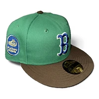 Boston Red Sox Kelly Green and Burnt Wood Platano Power Patch Vegas Gold UV New Era 59FIFTY Fitted Hat
