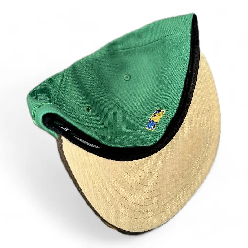 Boston Red Sox Kelly Green and Burnt Wood Platano Power Patch Vegas Gold UV New Era 59FIFTY Fitted Hat