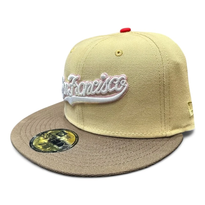 San Francisco Giants Vegas Gold Two Tone Candlestick Park Patch Pink UV New Era 59FIFTY Fitted Hat