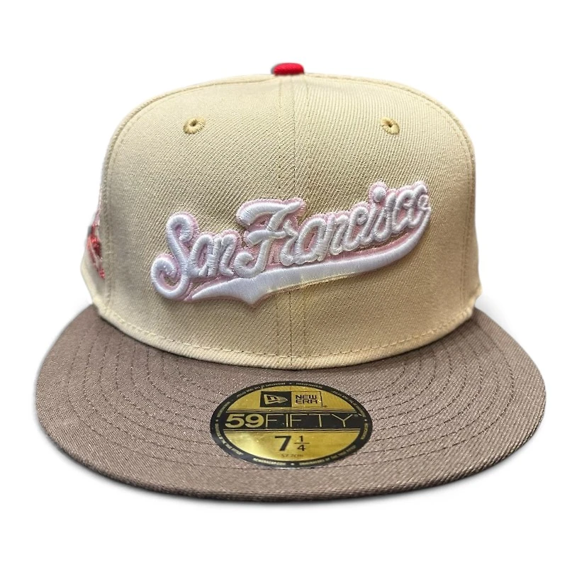 San Francisco Giants Vegas Gold Two Tone Candlestick Park Patch Pink UV New Era 59FIFTY Fitted Hat