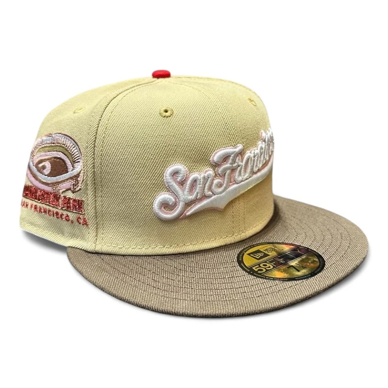 San Francisco Giants Vegas Gold Two Tone Candlestick Park Patch Pink UV New Era 59FIFTY Fitted Hat