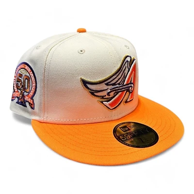 Los Angeles Angels Chrome Orange Two Tone 50th Anniversary Patch Pink UV New Era 59FIFTY Fitted Hat