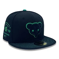 Chicago Cubs All Black with Green 1990 Star Game Patch Gray UV New Era 59FIFTY Fitted Hat