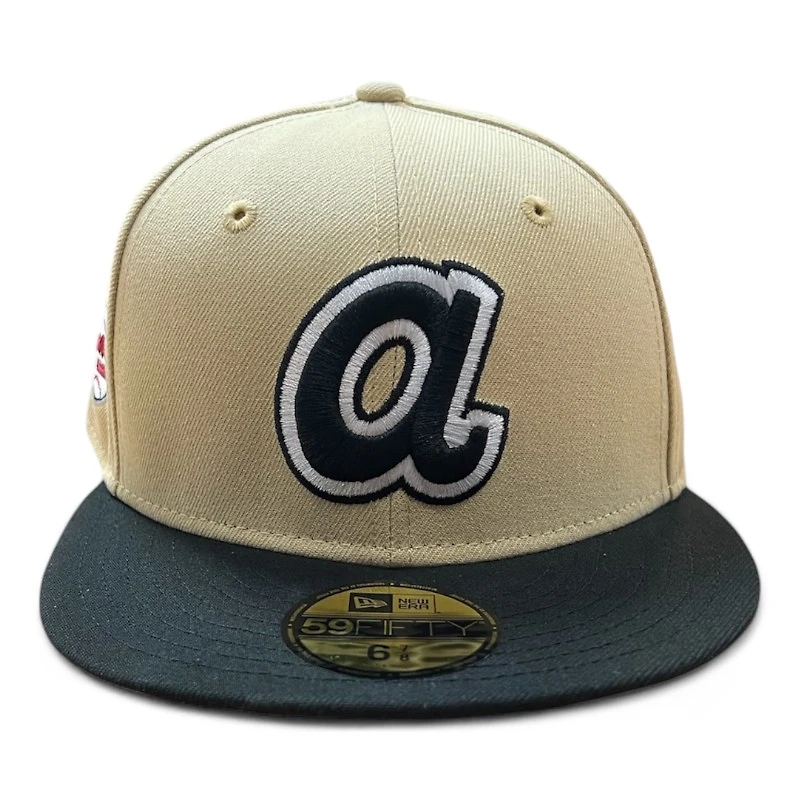 Atlanta Braves Vegas Gold "Gold Strike" 30th Season Patch Black UV New Era 59FIFTY Fitted Hat