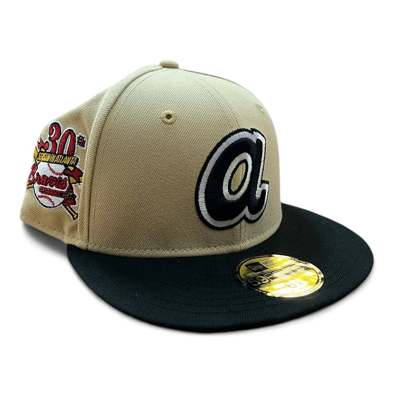 Atlanta Braves Vegas Gold "Gold Strike" 30th Season Patch Black UV New Era 59FIFTY Fitted Hat