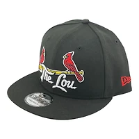 St. Louis Cardinals Black Two Red Birds "The Lou" Black UV New Era 9FIFTY Snapback Hat