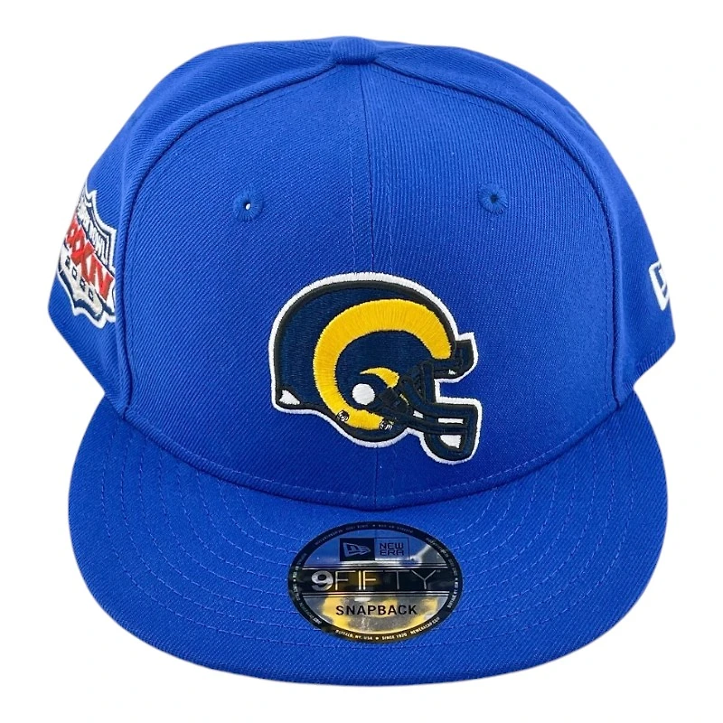 St. Louis Rams Royal Blue Super Bowl XXXIV Patch Gray UV New Era 9FIFTY Snapback Hat