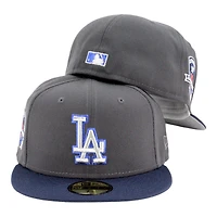 Los Angeles Dodgers Graphite and Navy 50th Anniversary Patch Gray UV New Era 59FIFTY Fitted Hat