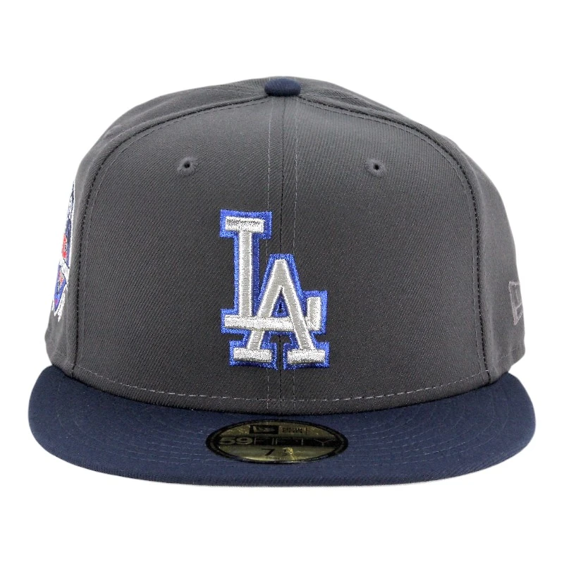 Los Angeles Dodgers Graphite and Navy 50th Anniversary Patch Gray UV New Era 59FIFTY Fitted Hat