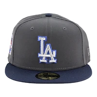 Los Angeles Dodgers Graphite and Navy 50th Anniversary Patch Gray UV New Era 59FIFTY Fitted Hat