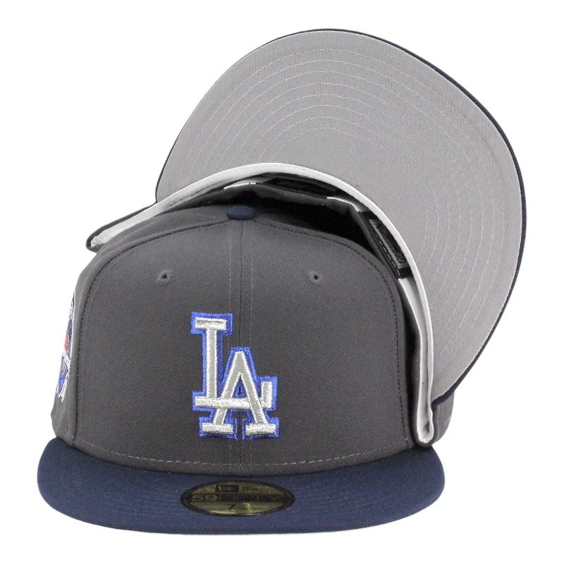 Los Angeles Dodgers Graphite and Navy 50th Anniversary Patch Gray UV New Era 59FIFTY Fitted Hat