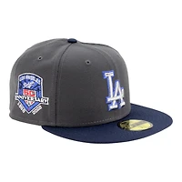 Los Angeles Dodgers Graphite and Navy 50th Anniversary Patch Gray UV New Era 59FIFTY Fitted Hat