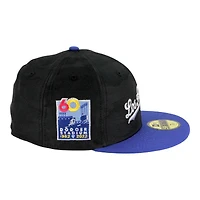 Los Angeles Dodgers Black Camo and Blue Script 60th Anniversary Patch Gray UV New Era 59FIFTY Fitted Hat