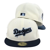 Los Angeles Dodgers Chrome and Navy Script 100th Anniversary Patch Icy Blue UV New Era 59FIFTY Fitted Hat