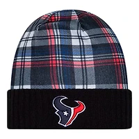 Houston Texans Navy 2024 NFL Sideline Plaid Statement Cuffed Beanie Hat