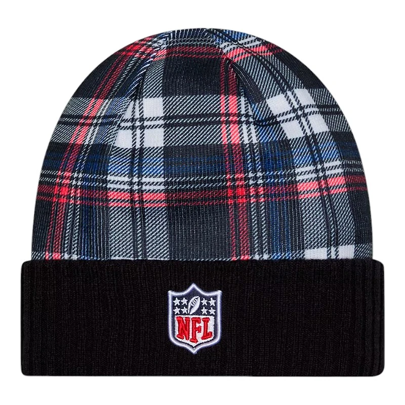 Houston Texans Navy 2024 NFL Sideline Plaid Statement Cuffed Beanie Hat