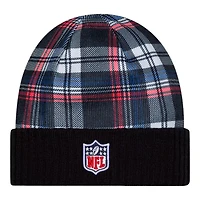 Houston Texans Navy 2024 NFL Sideline Plaid Statement Cuffed Beanie Hat