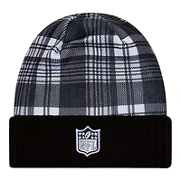 Las Vegas Raiders Black 2024 NFL Sideline Plaid Statement Cuffed Beanie Hat