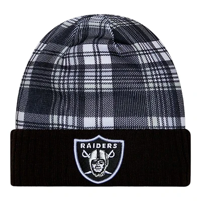 Las Vegas Raiders Black 2024 NFL Sideline Plaid Statement Cuffed Beanie Hat