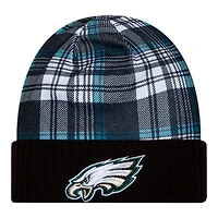 Philadelphia Eagles Black 2024 NFL Sideline Plaid Statement Cuffed Beanie Hat