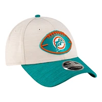 Miami Dolphins 2024 Sideline Historic Stone New Era 9FORTY Adjustable Stretch Snap Hat