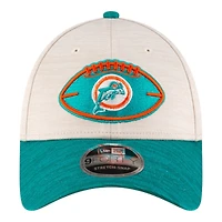 Miami Dolphins 2024 Sideline Historic Stone New Era 9FORTY Adjustable Stretch Snap Hat