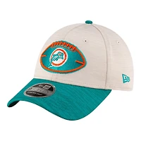 Miami Dolphins 2024 Sideline Historic Stone New Era 9FORTY Adjustable Stretch Snap Hat