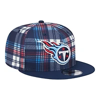 Tennessee Titans Navy 2024 Sideline Statement Plaid New Era 9FIFTY Snapback Hat