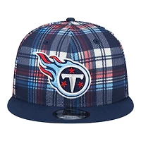 Tennessee Titans Navy 2024 Sideline Statement Plaid New Era 9FIFTY Snapback Hat