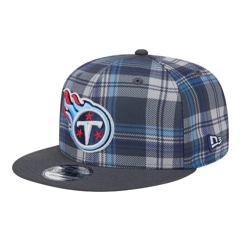 Tennessee Titans Gray 2024 Sideline Statement Plaid New Era 9FIFTY Snapback Hat