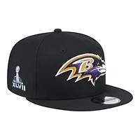 Baltimore Ravens Black and Purple SB XLVII Patch Gray UV New Era 9FIFTY Snapback Hat