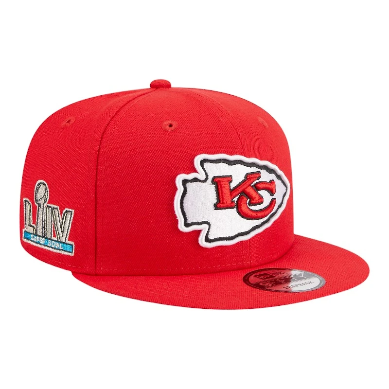 Kansas City Chiefs Red SB LIV Patch Gray UV New Era 9FIFTY Snapback Hat