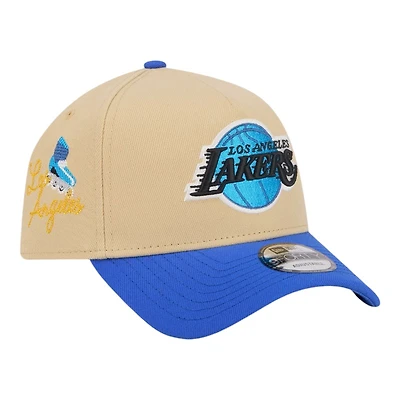 Los Angeles Lakers Two Tone Rollerskate Patch Blue UV New Era A-Frame 9FORTY Snapback Hat